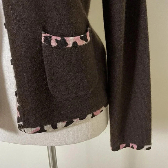 U-Knit 100% CASHMERE Cardigan Sweater Size Small S Pockets Button Front Brown - Picture 7 of 15
